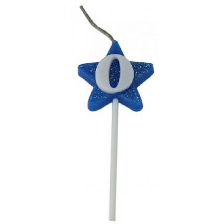 Vela Aniversário Super Star 0 Azul - Junco