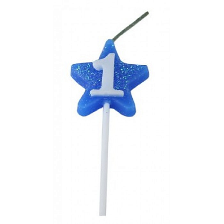 Vela Anivers. Super Star 1 Azul - Junco