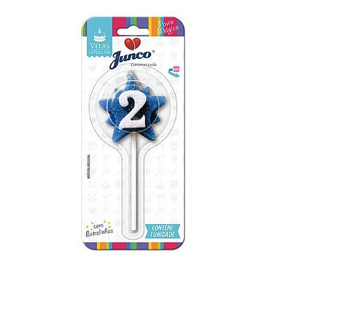 Vela Aniversário Super Star 2 Azul - Junco
