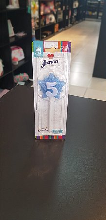 Vela Aniversário Super Star 5 Azul - Junco