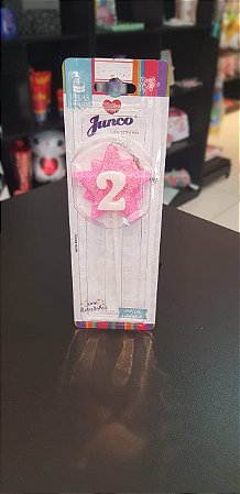 Vela Aniversário Super Star 6 Rosa - Junco