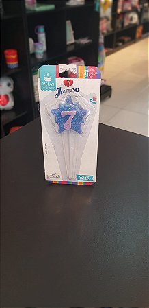 Vela Aniversário Super Star 7 Azul - Junco