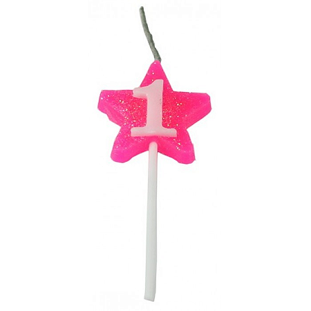 Vela Aniversário Super Star 1 Rosa - Junco