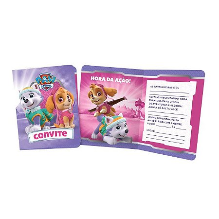 Convite Patrulha Canina Rosa - Regina