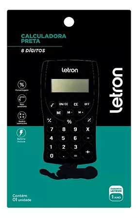 Calculadora De Bolso 8 Dig.Preta C/Cordao - LEONORA