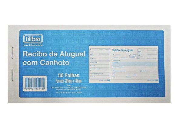 Recibo ALuguel C/Canhato 50F- Tilibra