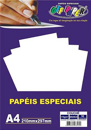 Papel Couchê Branco A4 170g 50Fls - Off Paper