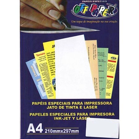 Papel Opaline Branco A4 180g 50 Folhas - Off Paper