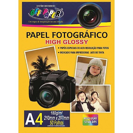 Papel Fotográfico Glossy A4 180g 50 Fls - Off Paper