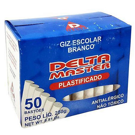 Giz Escolar Plastificado Branco 50 Palitos - Delta