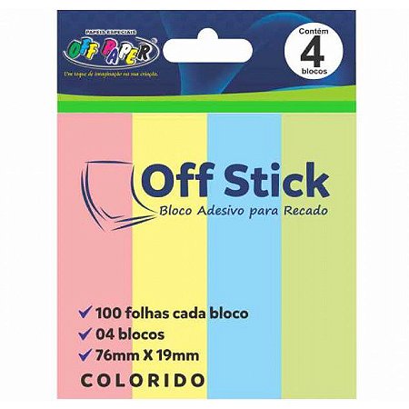 Bloco Adesivo Colorido Para Recado - Off Stick