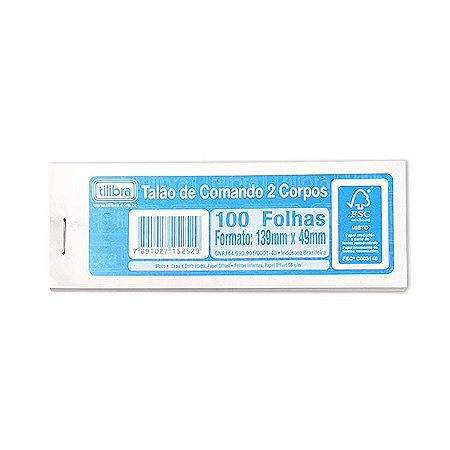 Talão De Comando 2 Corpos 100 Fls - Tilibra