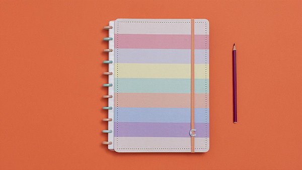 Caderno Arco-Iris Pastel Grande - Caderno Inteligente