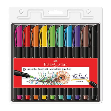 Canetinhas SuperSoft Brush Com 10 Cores - Faber-Castell