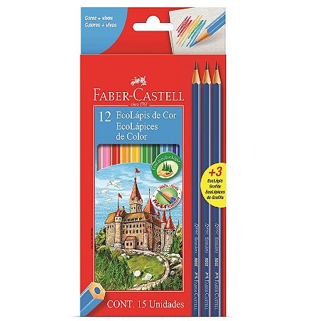 Lápis De Cor Ecolápis 12 Cores + 3 Lápis Grafite - Faber Castell