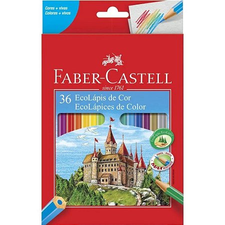 Lápis de Cor Sextavado 12 Cores C/ Kit Escolar - Faber Castell