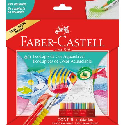 Lápis De Cor Aquarelável Ecolápis 60 Cores -Faber-Castell