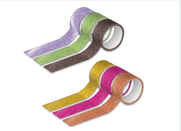 Fita Washi Tape Glitter Sortidas - Tilibra