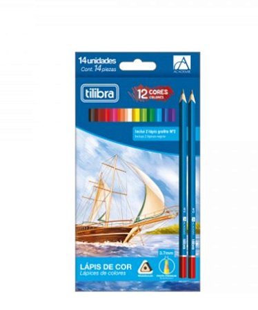 Lápis De Cor Triangular Académie 12 Cores/ 2 Lápis Preto - Tilibra