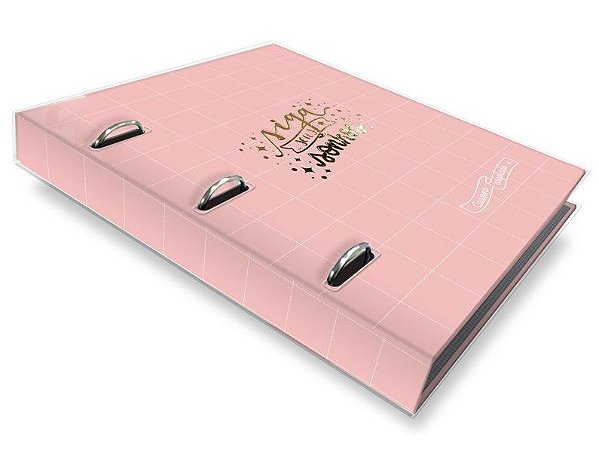 Caderno argolado Rosa quadriculado-Fina Ideia