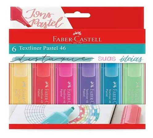 Kit Marca Texto Pastel 6 Cores - Faber-Castell