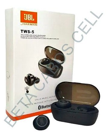 Fone Jbl Tws 5 TW5 Bluetooth Sem Fio Headfone Headset - Beta Cabos Cell