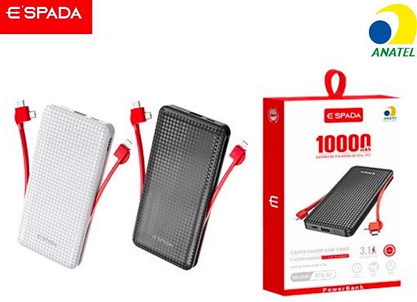 Carregador Portátil Power Bank 10000 mah com Adaptador