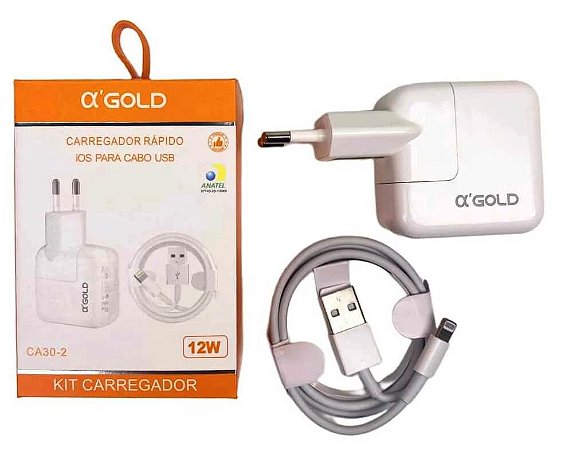 Carregador Para iPhone iPad Fonte e Cabo 12w Cabo Usb Lightning  Com Anatel