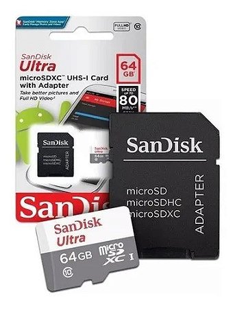 MicroSD Micro Sd Cartão de Memória Sandisk Ultra 64GB 64 GB ORIGINAL