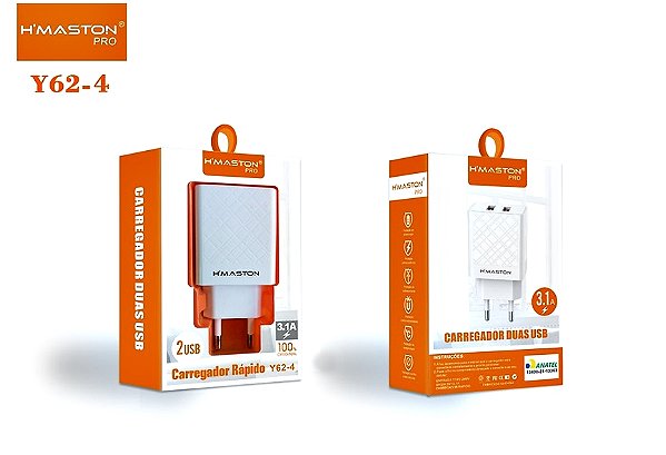 Fonte Tomada Carregador Hmaston com 2 USB 4.8a Com Anatel