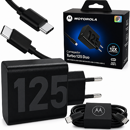 Carregador Usb c MT Turbo Power 125w 125 Duo Com Cabo Tipo c com Tipo c VPN