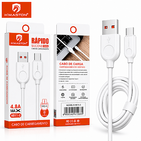 Cabo Tipo C Usb Dados Carregador Rápido Turbo Hmaston 1m Usb 4.8A