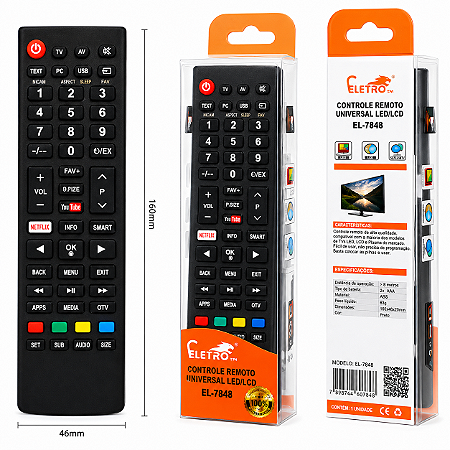 Controle Remoto Universal Todas Smart Tv Led Netflix Youtube