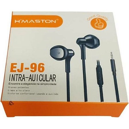 Fone de Ouvido Hmaston Intra Auricular Com Microfone P2 Stereo EJ 96 EJ96