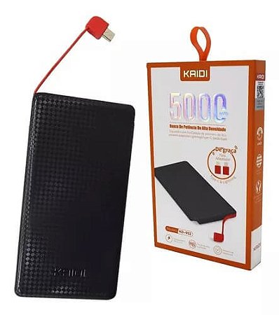 Carregador Powerbank Kaidi 5000 Portátil com ANATEL Power Bank