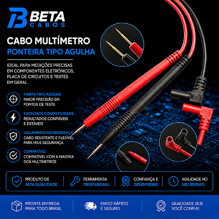 Cabo Multimetro Ponteira Teste De Prova Tipo Agulha WY
