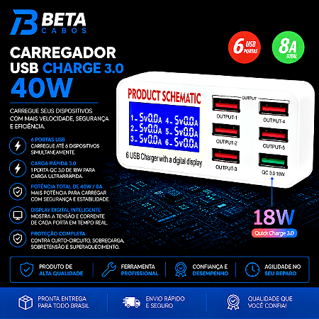 Carregador USB Charge 3.0 40W WYLIE WL 896 896X WY