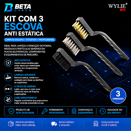 Kit 3 Escova Anti Estática De Limpeza Pcb Do Celulares