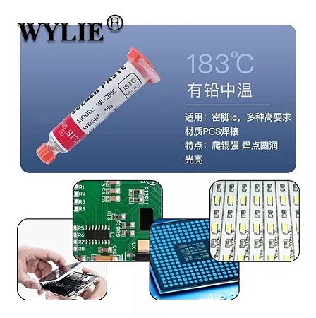 Solda Estanho Em Pasta Seringa 183ºc 35g WYLIE WL-200C WY
