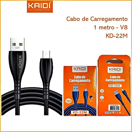 Cabo Kaidi KDPAN V8 Carregamento Rapido