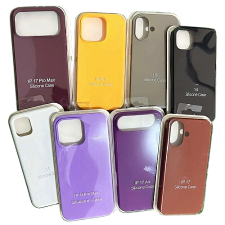 Capa Case Silicone Aveludado para IPhone 11 12 13 14 15 16 Pro Max Com Embalagem CORES CONFORME ESTOQUE