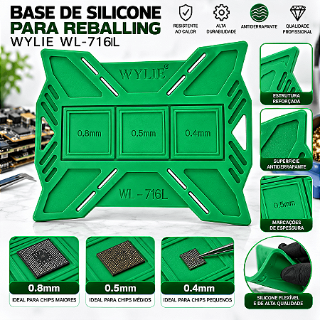 Base Pad Silicone Suporte Magnética Para Reballing Ci Wl 716 Wylie WY