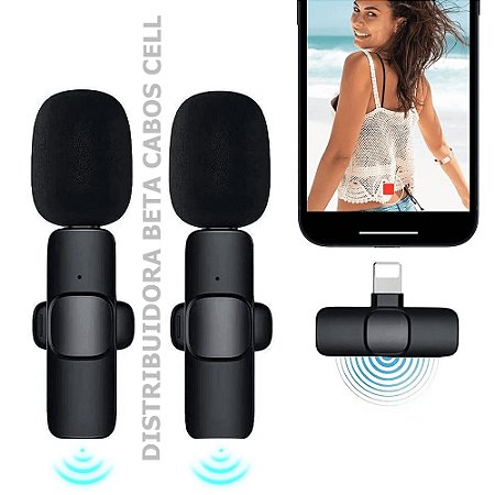 Microfone Lapela Duplo Wireless K9 Iphone SmartPhone IOS