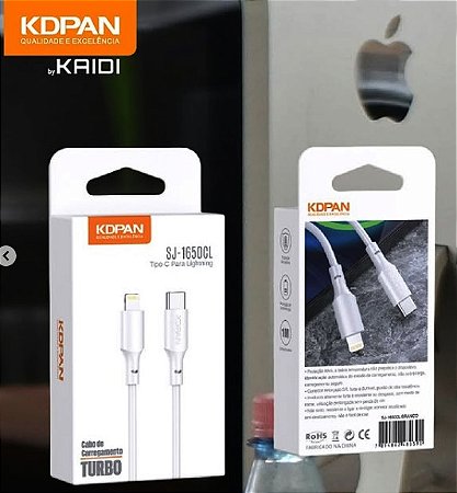 Cabo de Dados PD 30W Tpo c x Iphone Kaidi KDPAN Turbo Carregamento Rápido