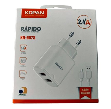 Carregador V8 Kaidi KDPAN 2.4 2 USB Carregamento Rapido