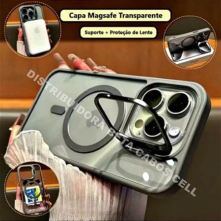 Capa com Suporte Anel com Proteção Camera Megsafe Iphone 11 12 13 14 15 16 Pro Max CORES VARIADAS