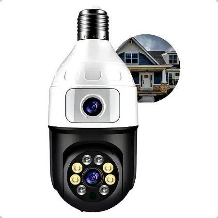 Camera Segurança JT 9696 Wifi Dupla Lentes Lâmpada Visão Noturna 360