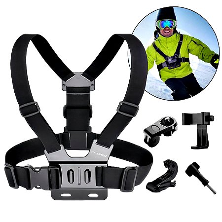 Suporte de Camera Montagem Peitoral Ajustável 360° Vídeo e Filmagem Esporte