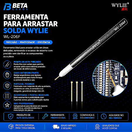 Ferramenta Para Arrastar Solda Wylie Agulha Para Arrastar Estanho Cabo Fibra WL 206f
