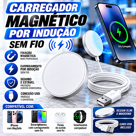Carregador Magnético USB por Indução Wireless Sem Fio Para Apple Watch
